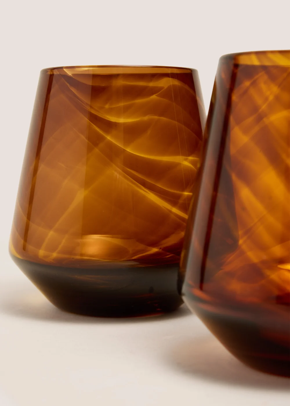 2 Pack Brown Swirl Glass Tumblers Image 2