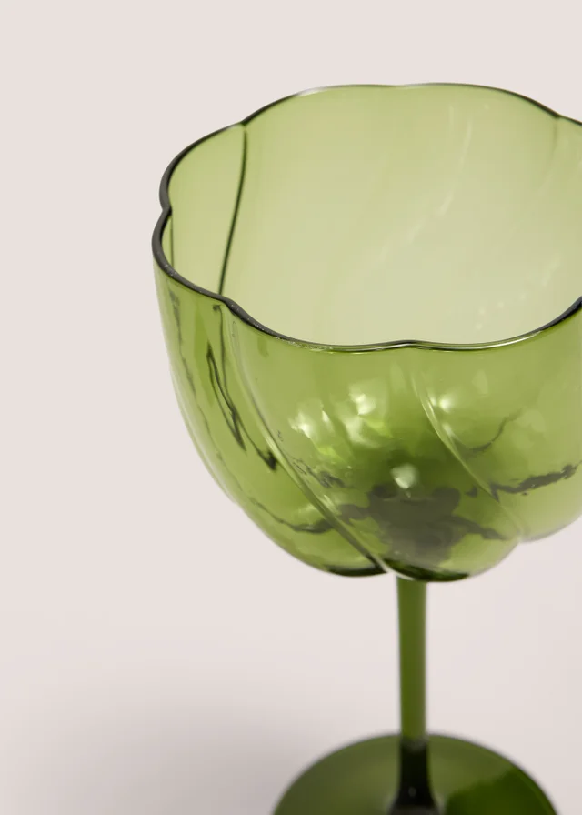 2 Pack Green Ridged Wine Glasses