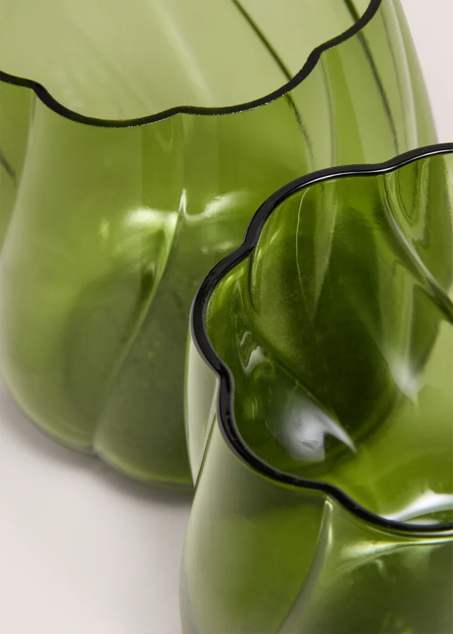 2 Pack Green Ridged Tumblers