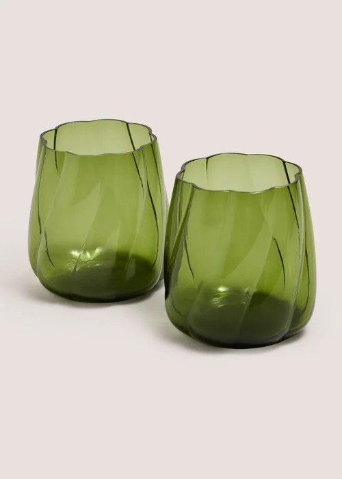 2 Pack Green Ridged Tumblers Image 1