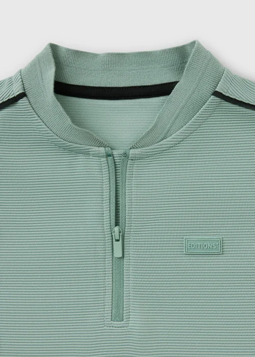 Boys Sage Rib Baseball Collar Polo T-Shirt (7-15yrs) - 7 Yrs Image 2