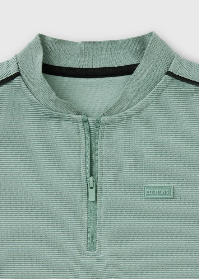 Boys Sage Rib Baseball Collar Polo T-Shirt (7-15yrs)