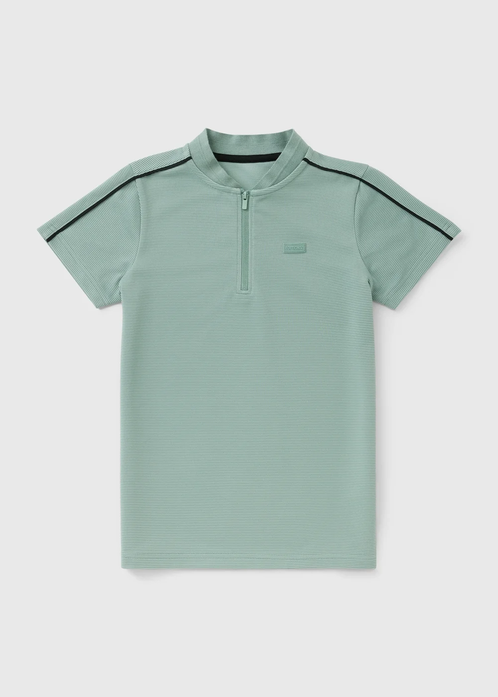 Boys Sage Rib Baseball Collar Polo T-Shirt (7-15yrs) - 7 Yrs Image 1