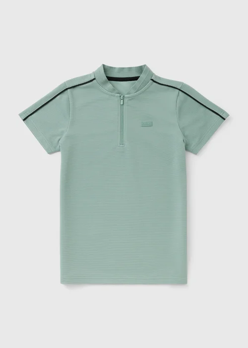 Boys Sage Rib Baseball Collar Polo T-Shirt (7-15yrs) - 7 Yrs Image 1