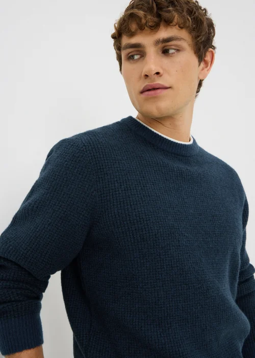 Navy Textured Jumper - S Image 3