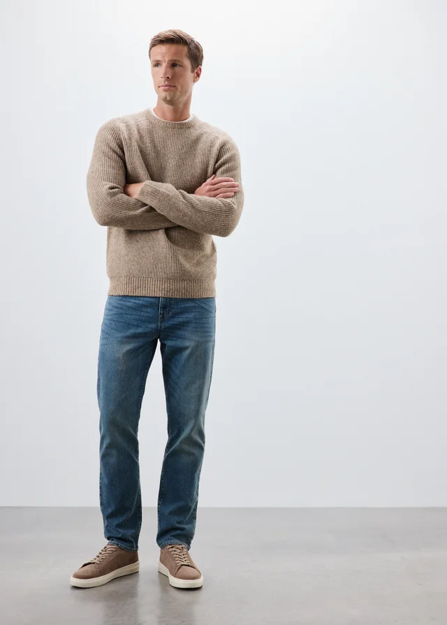 Stone Knitted Ribbed Jumper