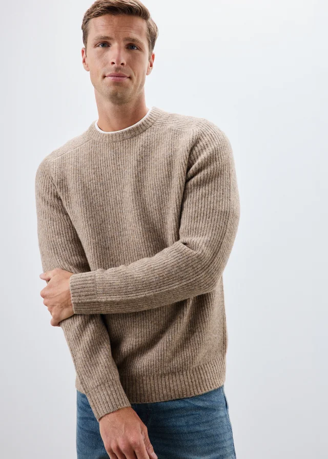 Stone Knitted Ribbed Jumper
