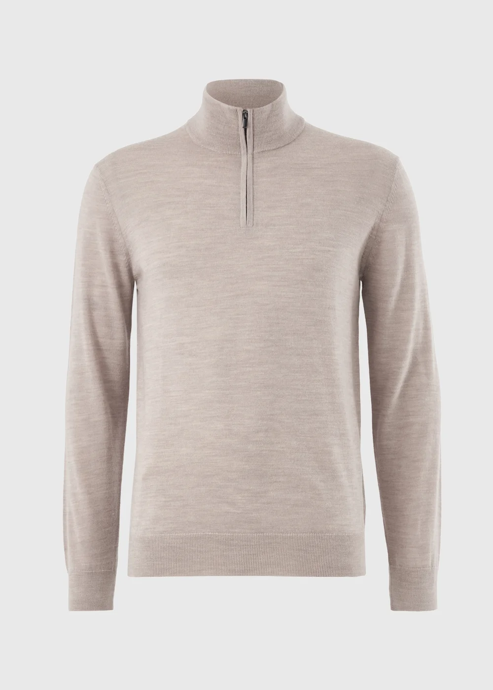 Stone Merino Wool 1/4 Zip Jumper - S Image 6