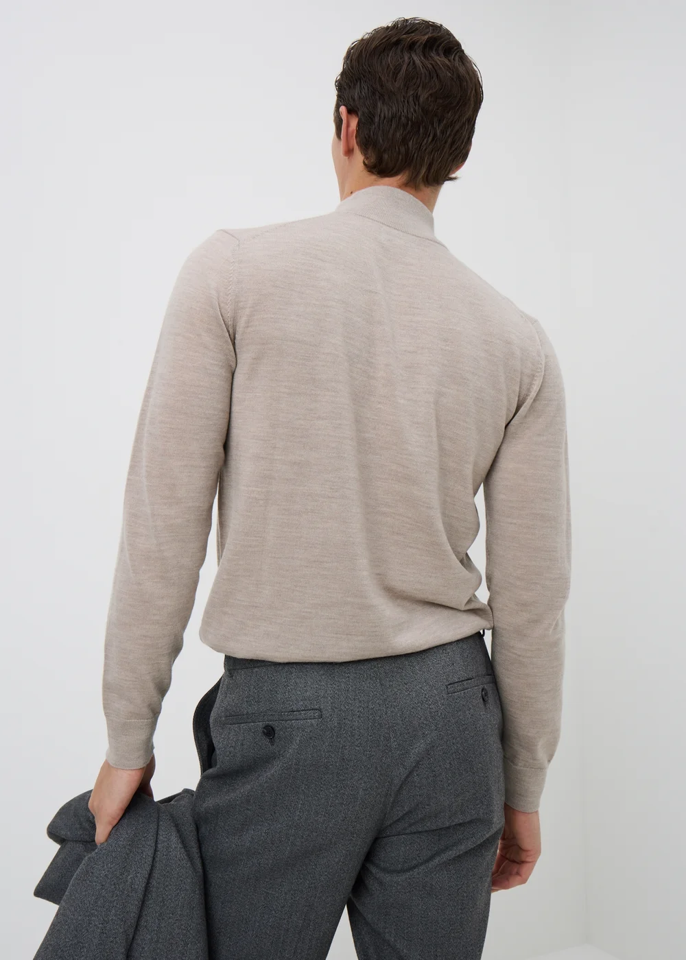 Stone Merino Wool 1/4 Zip Jumper - S Image 5