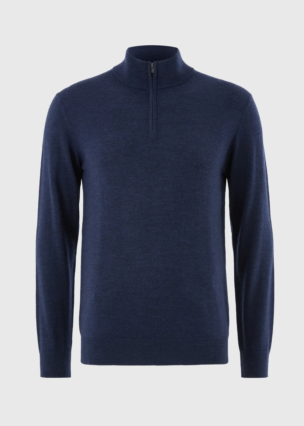 Navy Merino Wool 1/4 Zip Jumper - S Image 5