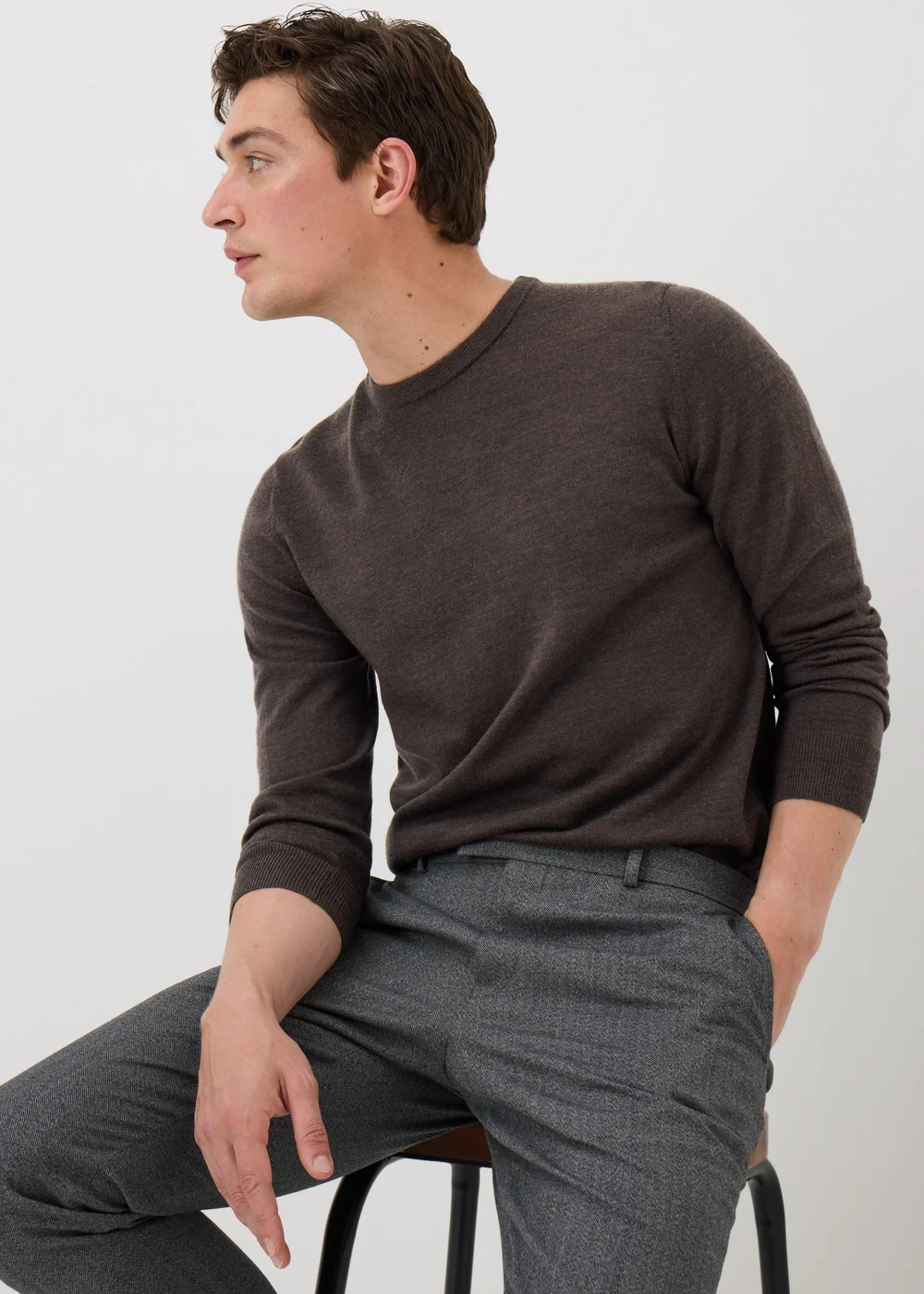 Brown Merino Wool Jumper - S Image 1