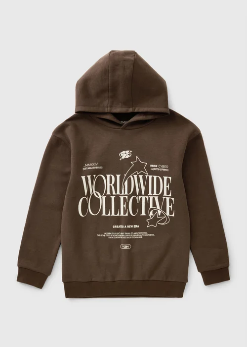 Boys brown World Wide Hoodie (7-15yrs) - 9 Yrs Image 1