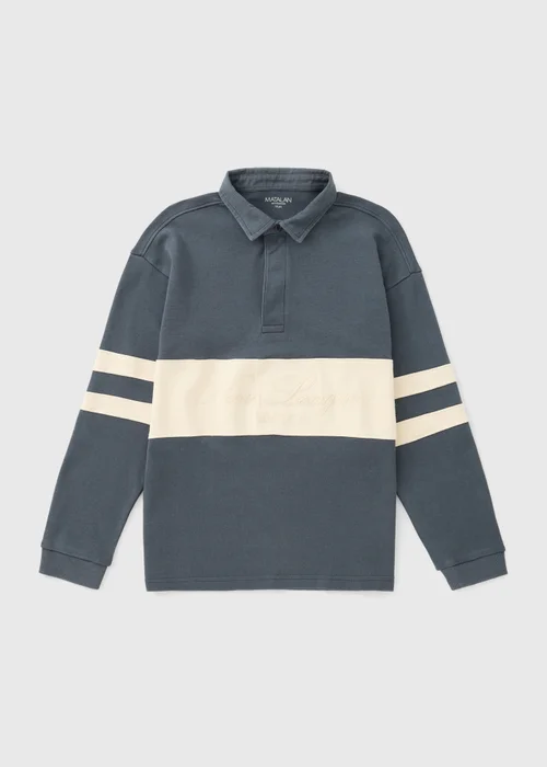 Boys Blue Washed Rugby Shirt (7-15yrs) - 7 Yrs Image 1