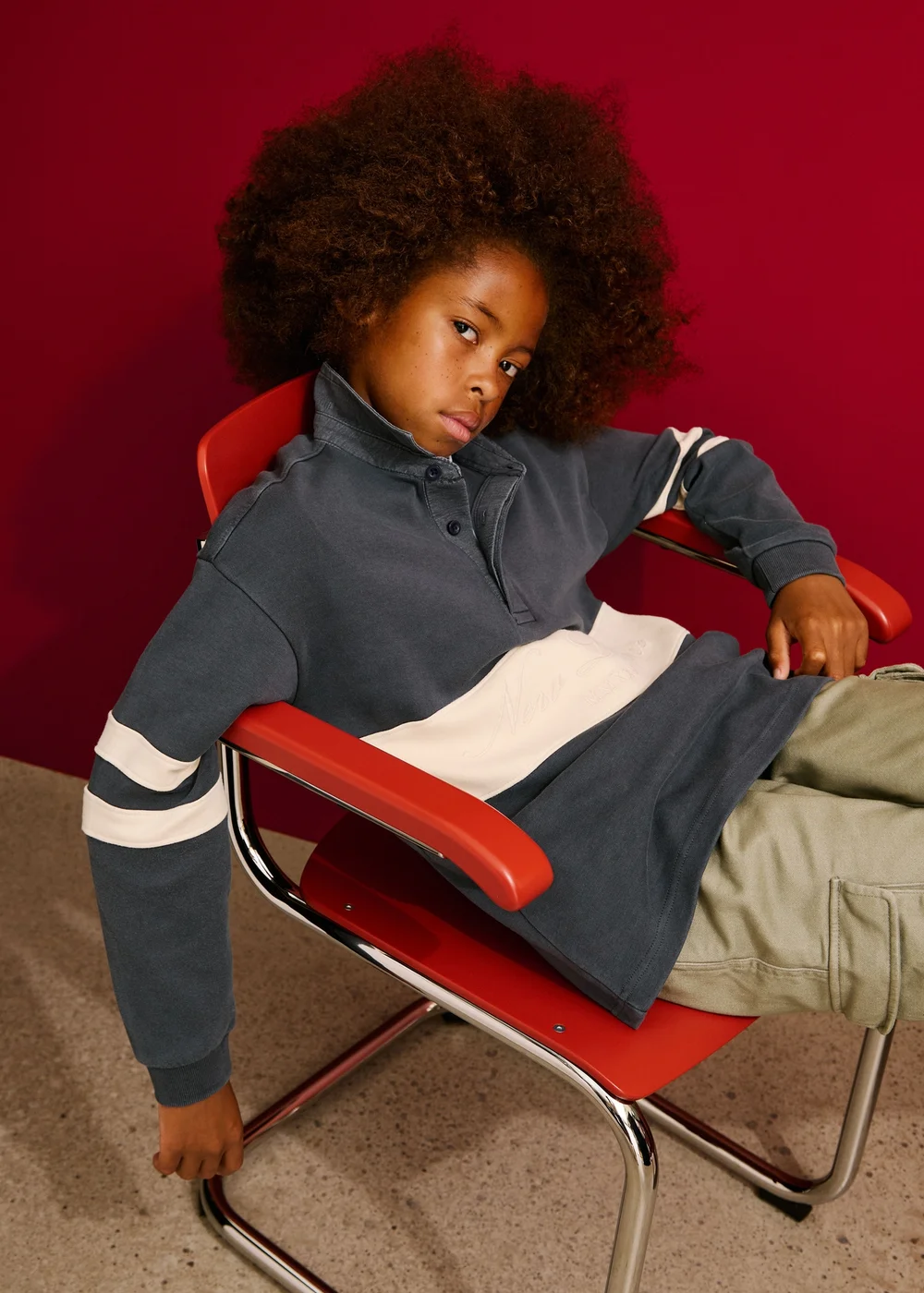 Boys Blue Washed Rugby Shirt (7-15yrs) - 7 Yrs Image 2