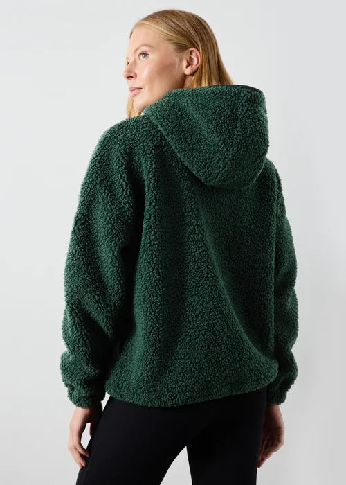 Souluxe Forest Green Borg Half Zip Hoodie - S Image 2