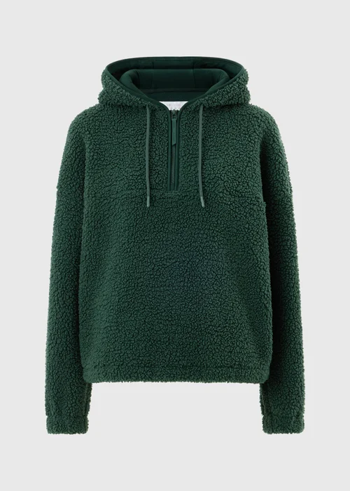 Souluxe Forest Green Borg Half Zip Hoodie - S Image 5
