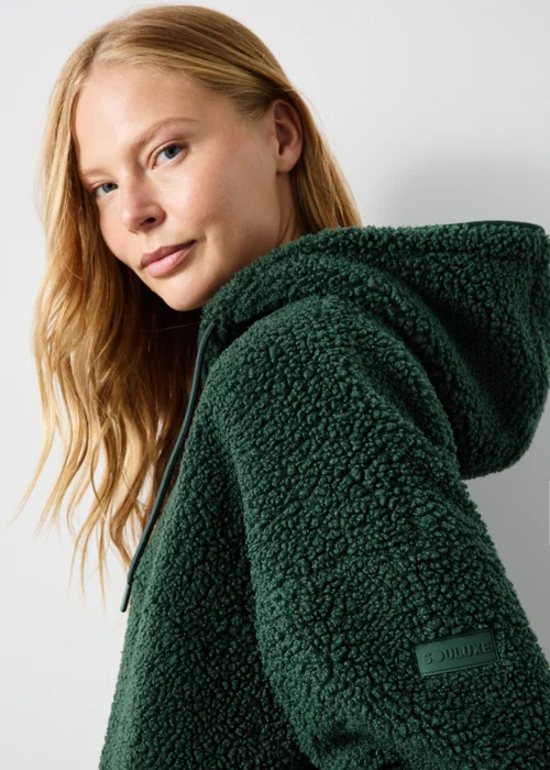Souluxe Forest Green Borg Half Zip Hoodie - S Image 3