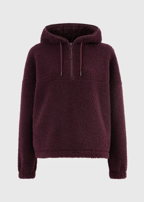 Souluxe Burgundy Borg Half Zip Hoodie - S Image 5