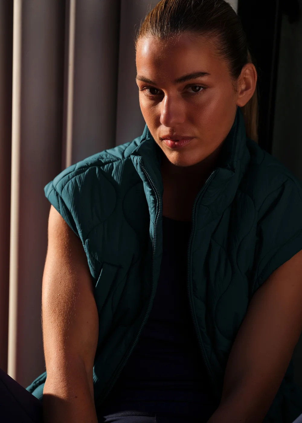 Souluxe Teal Quilted Gilet - S Image 1