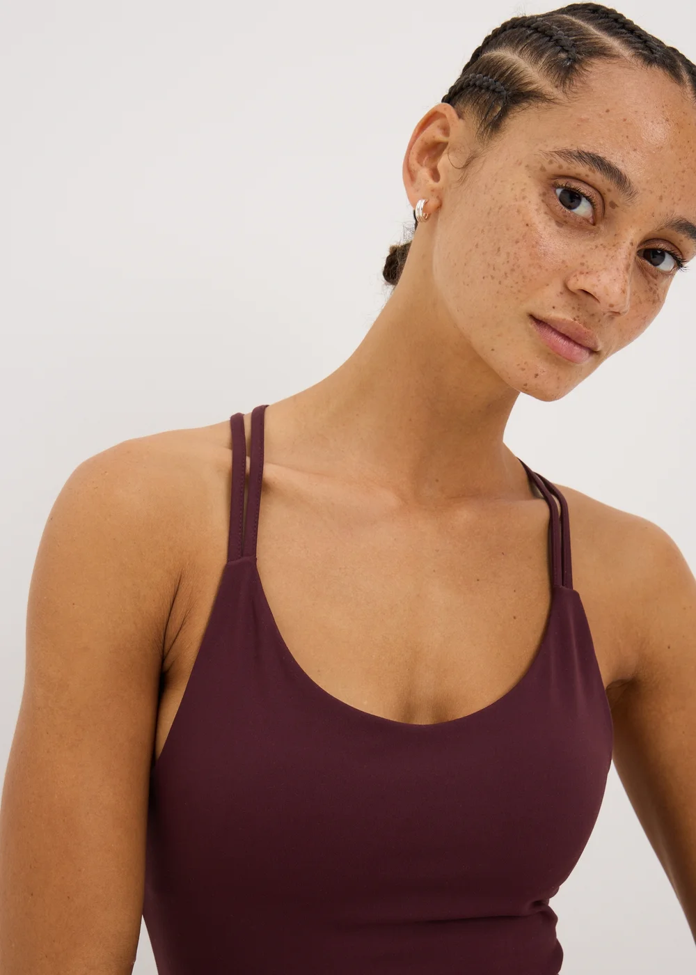 Souluxe Burgundy Peached Strappy Gym Crop Top - 6 Image 3