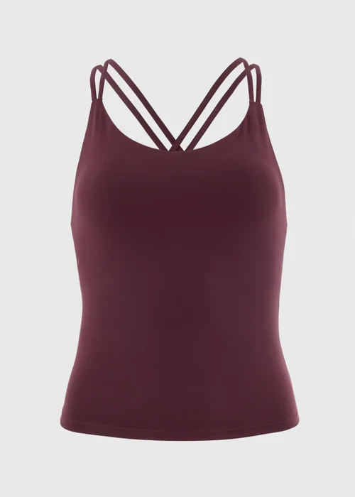 Souluxe Burgundy Peached Strappy Gym Crop Top - 6 Image 4