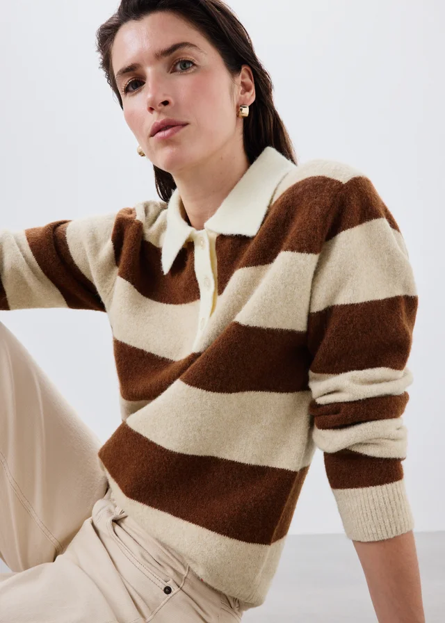 Chocolate Brown Stripe Rugby Top