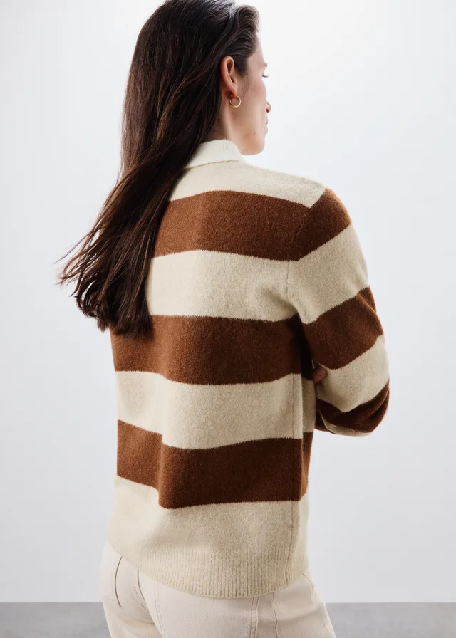 Chocolate Brown Stripe Rugby Top