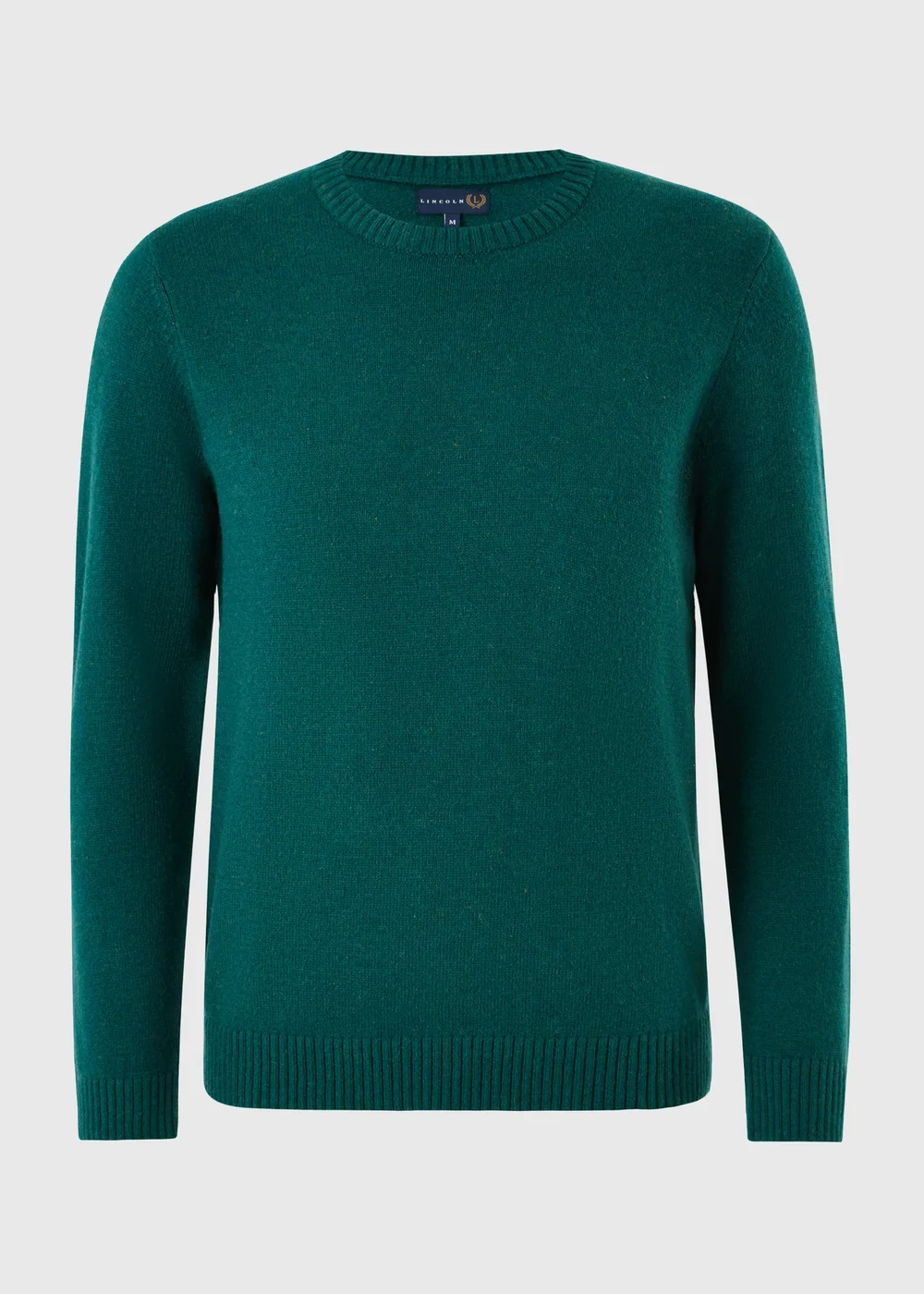 Lincoln Teal Lambswool Crew Neck Jumper - S Image 1
