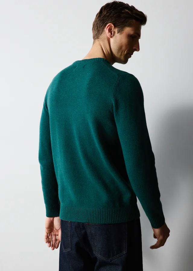 Lincoln Teal Lambswool Crew Neck Jumper