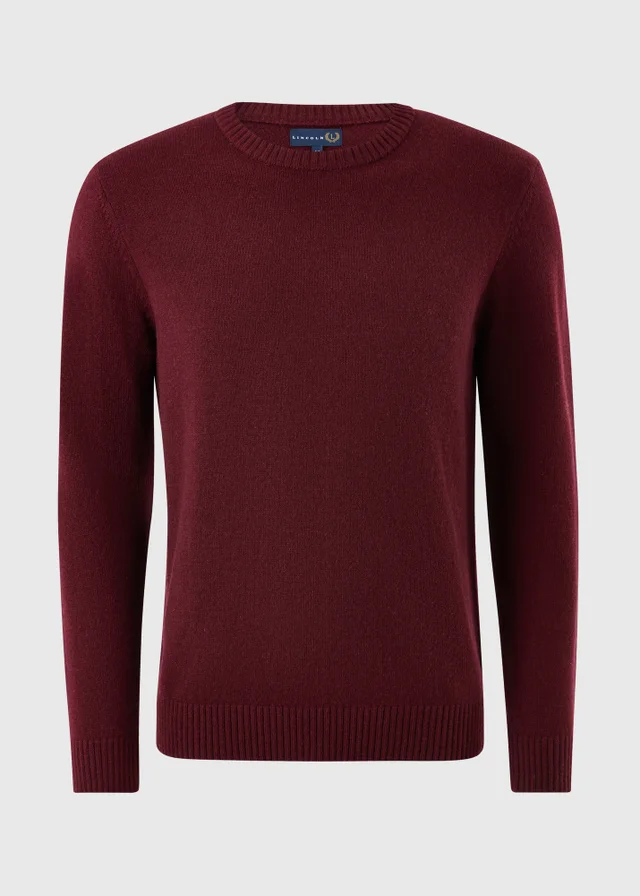 Lincoln Burgundy Lambswool Crew Neck Jumper