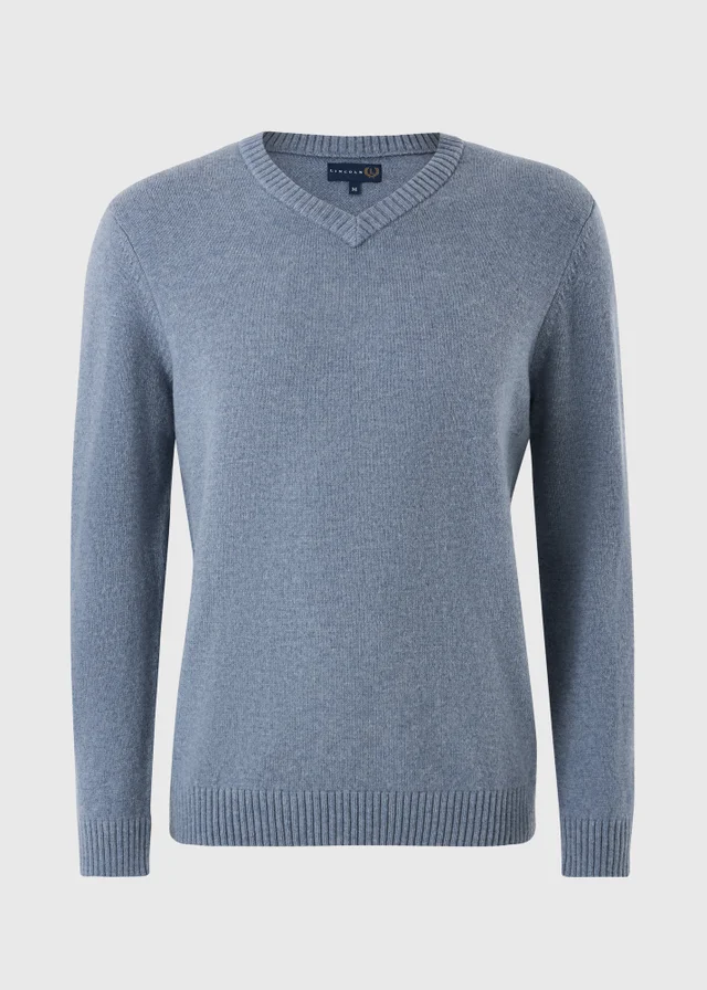 Lincoln Light Blue V-Neck Lambswool Jumper