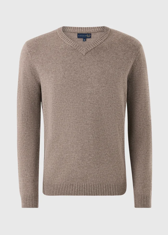 Lincoln Stone V-Neck Lambswool Jumper