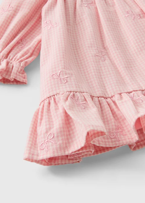 Pink Gingham Bow Dress & Tights (0-23mths) - Up to 1 Month Image 2