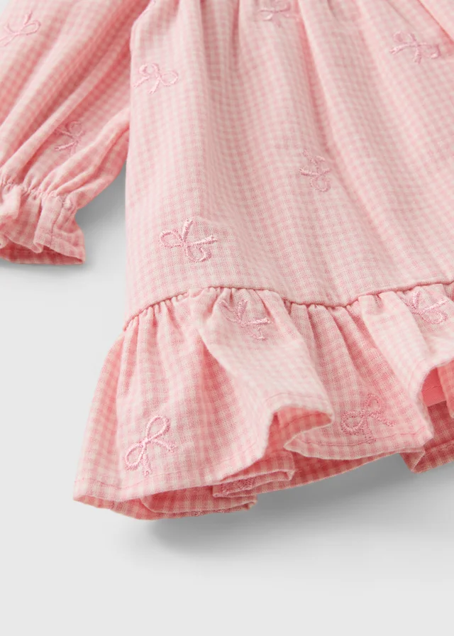 Pink Gingham Bow Dress & Tights (0-23mths)