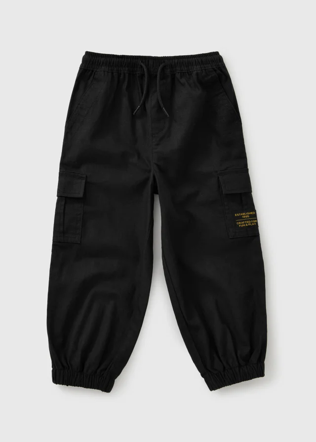 Boys Black Cargo Trousers (1-8 Yrs)