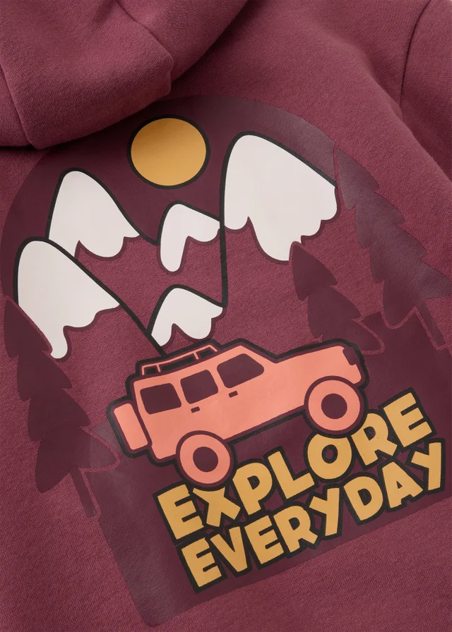 Boys Burgundy Explore Hoodie & Jogging Bottoms Set (1-8yrs)