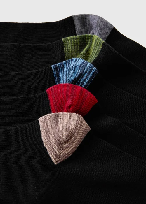 5 Pack Black Space Dye Heel & Toe Ankle Socks - 6-8.5 Image 2