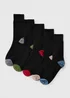 5 Pack Black Space Dye Heel & Toe Ankle Socks - 6-8.5 Image 1