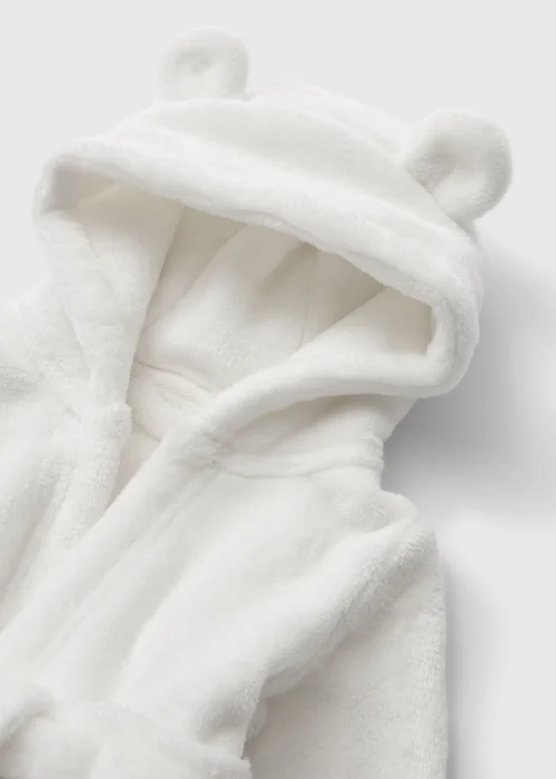 Baby White Hooded Dressing Gown - Up to 1 Month Image 2