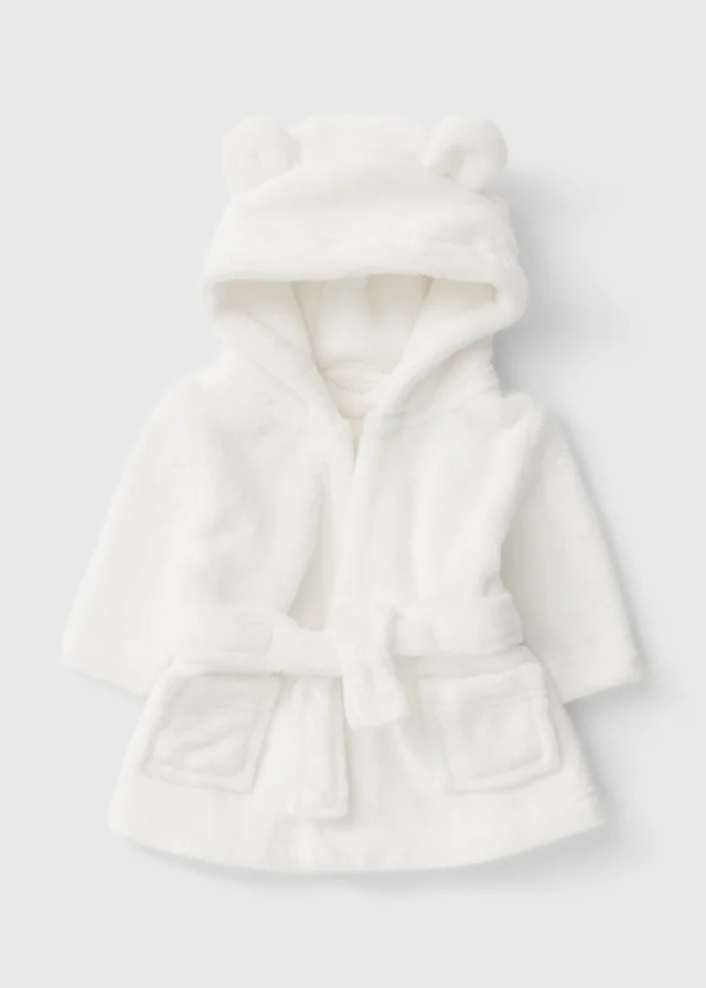 Baby White Hooded Dressing Gown