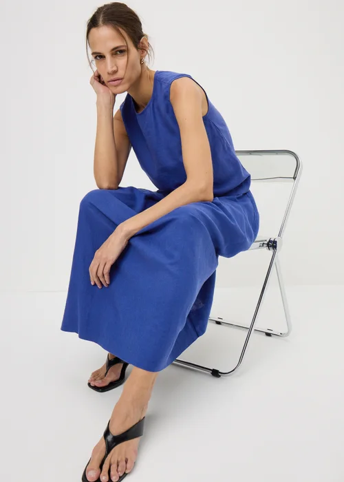 Blue Linen Blend Co Ord Vest Top - 10 Image 1