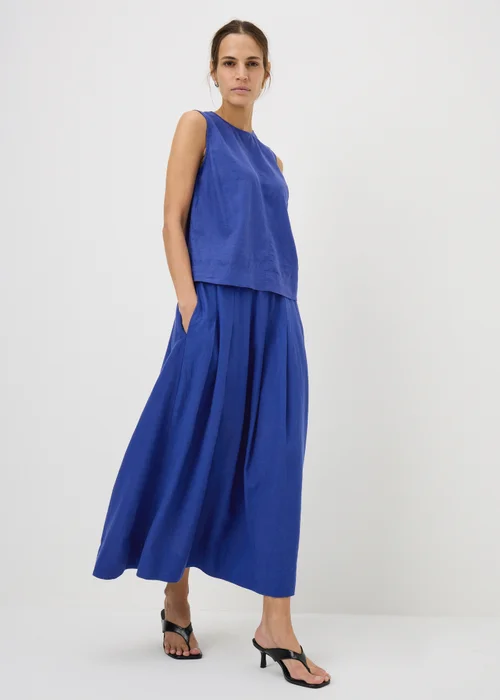 Blue Linen Blend Co Ord Vest Top - 10 Image 2