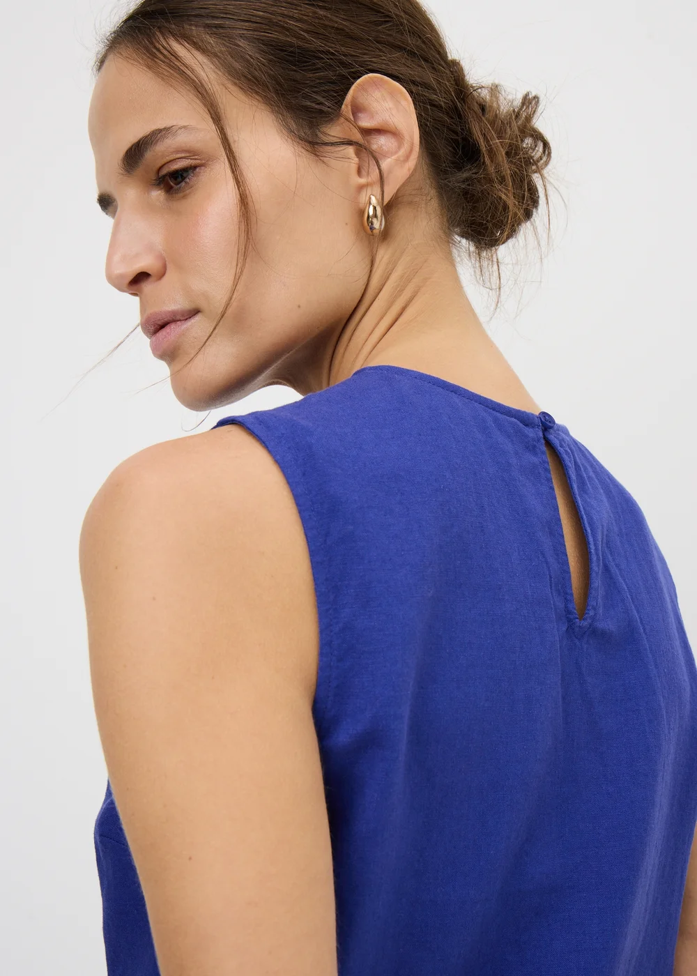 Blue Linen Blend Co Ord Vest Top - 10 Image 3