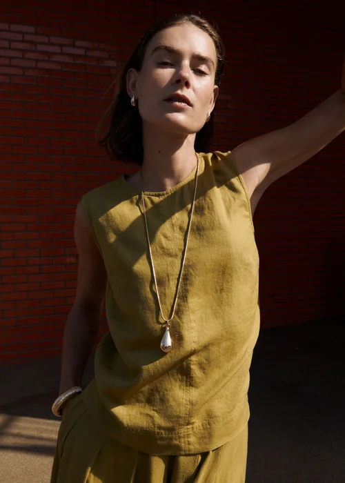 Lime Linen Blend Co Ord Vest Top - 8 Image 2