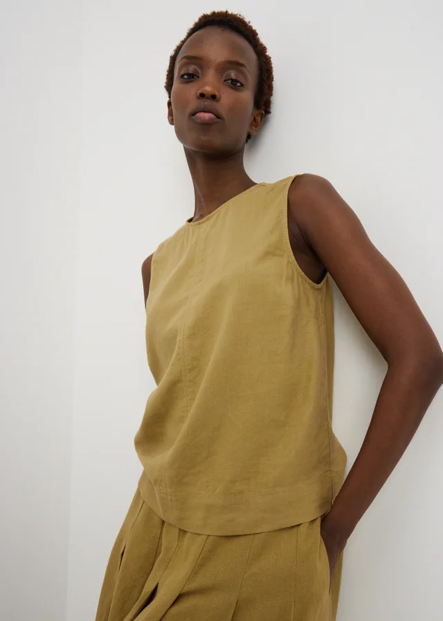 Lime Linen Blend Co Ord Vest Top