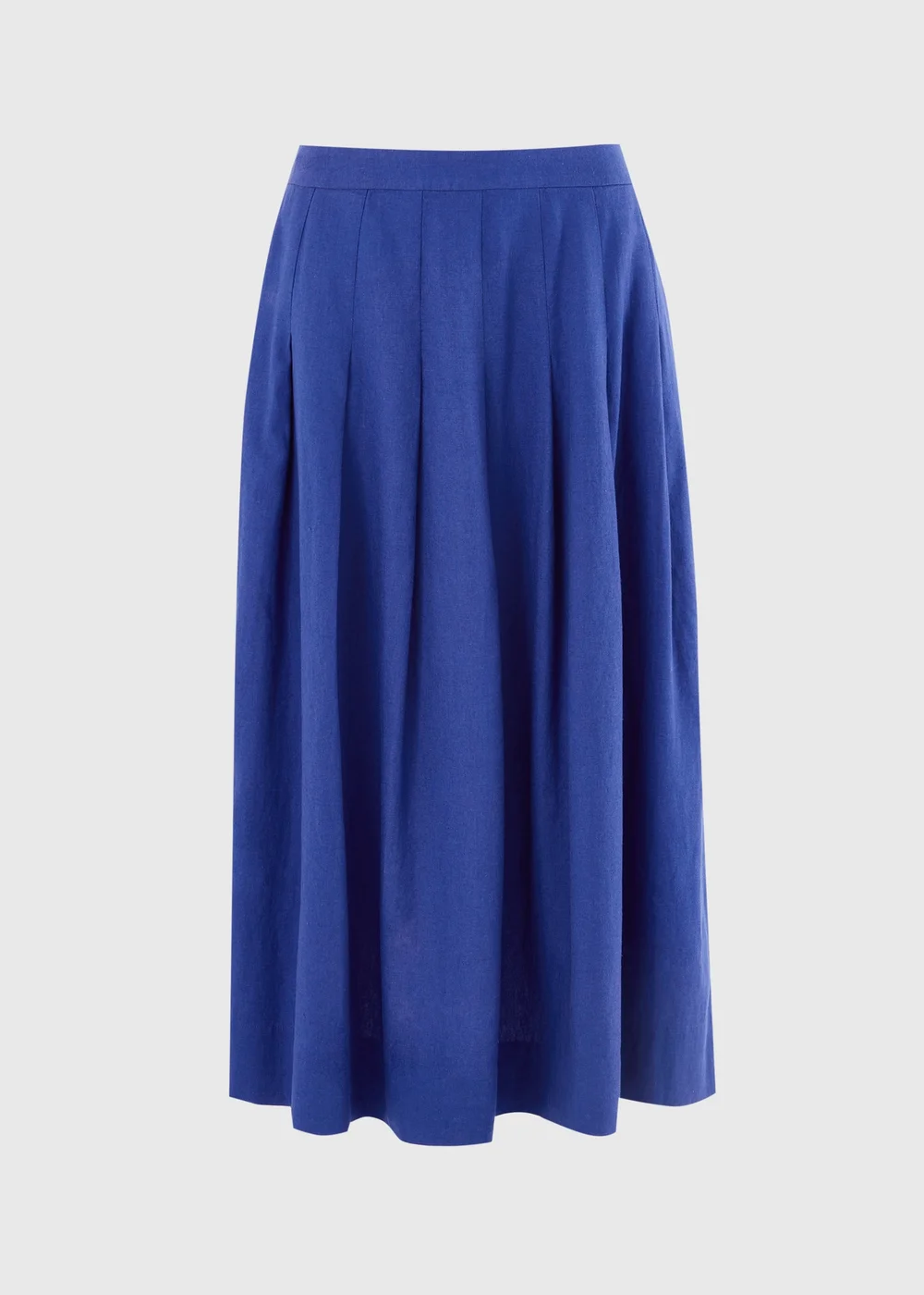 Blue Linen Blend Pleated Co Ord Midi Skirt - 8 Image 4
