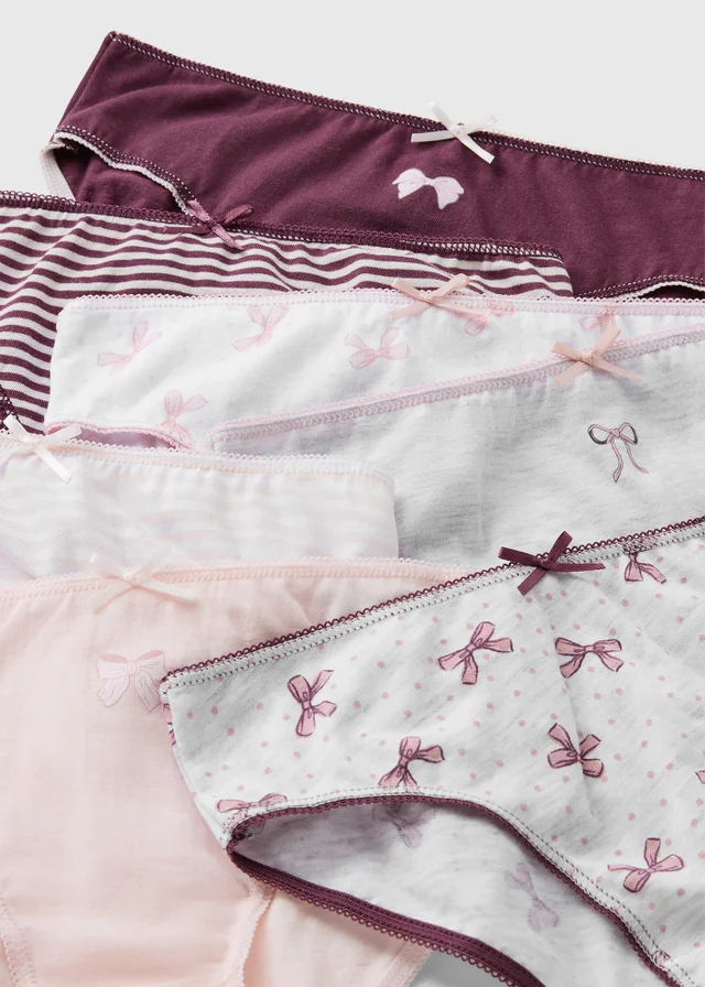 7 Pack Burgundy Bow Print Briefs (1.5-13yrs)