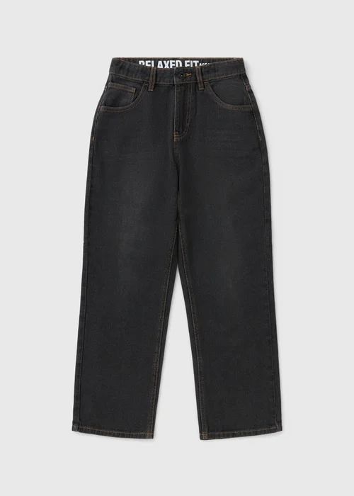 Boys Black Washed Relaxed Fit Jeans (7-15yrs) - 7 Yrs Image 1