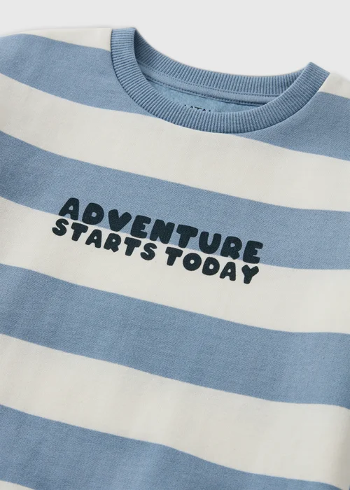 Boys Blue & White Stripe Adventure Sweatshirt (1-8yrs) - 1-1.5 Yrs Image 2