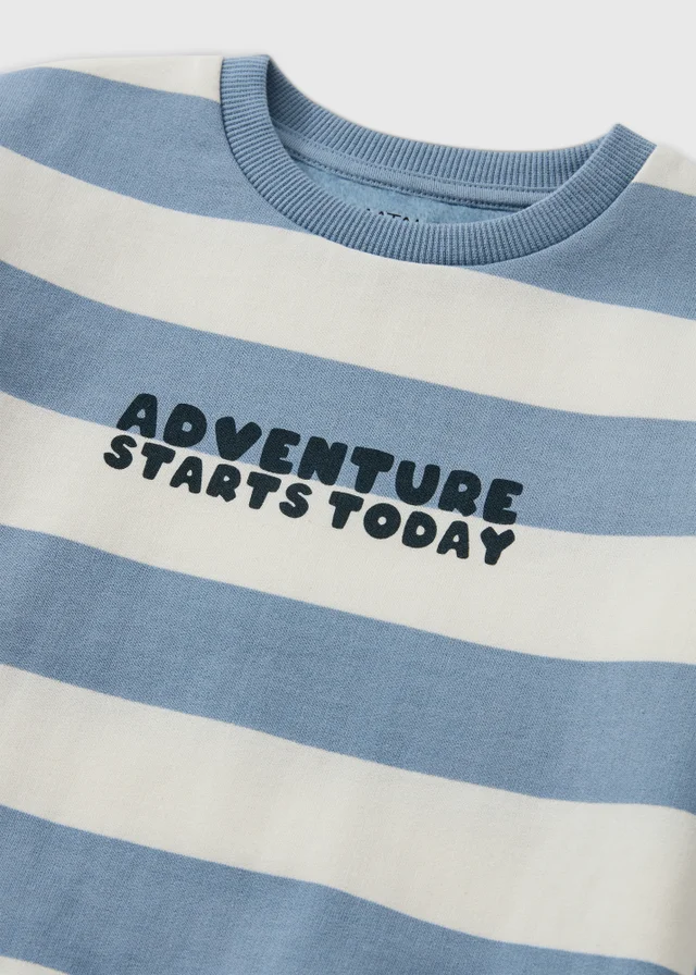 Boys Blue & White Stripe Adventure Sweatshirt (1-8yrs)